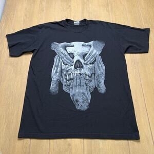 Y2K West Coast Street Gear Skull Graphic T-Shirt Mens 2XL Black PRO Super Heavy